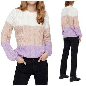 VERO MODA Becca Colorblock Cable sweater, Size M